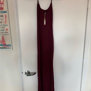 SKIMS Red Sleeveless Spaghetti Strap Slip Maxi Dress